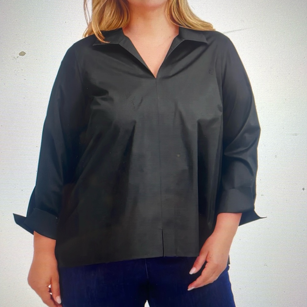 Foxcroft Agnes Plus Stretch No Iron Popover Shirt